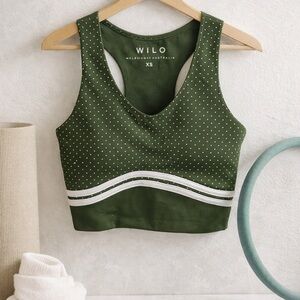 WILO The Label Green Polka Dot Sports Bra Crop Top XS Activewear Athleisure